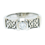 14K White Gold 0.22 ct Round Full Cut Diamond Celtic Knot Ring