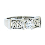 14K White Gold 0.22 ct Round Full Cut Diamond Celtic Knot Ring