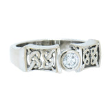 14K White Gold 0.22 ct Round Full Cut Diamond Celtic Knot Ring