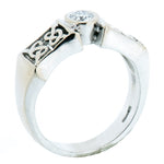 14K White Gold 0.22 ct Round Full Cut Diamond Celtic Knot Ring