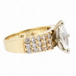 14K Yellow Gold Ladies Diamond Engagement Cluster Ring