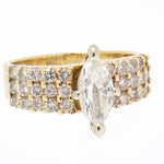 14K Yellow Gold Ladies Diamond Engagement Cluster Ring