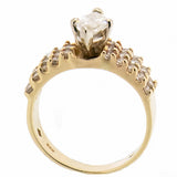 14K Yellow Gold Ladies Diamond Engagement Cluster Ring