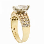 14K Yellow Gold Ladies Diamond Engagement Cluster Ring