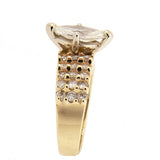 14K Yellow Gold Ladies Diamond Engagement Cluster Ring