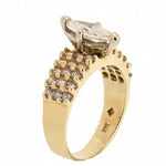 14K Yellow Gold Ladies Diamond Engagement Cluster Ring