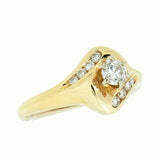 14K Gold Ladies 0.35 ctw 9 Diamond Engagement Ring