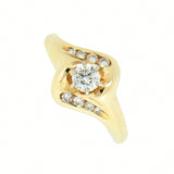 14K Gold Ladies 0.35 ctw 9 Diamond Engagement Ring