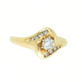 14K Gold Ladies 0.35 ctw 9 Diamond Engagement Ring
