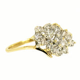 14K  Yellow Gold Ladies 0.80 ctw Diamond Waterfall Cluster Ring