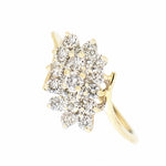 14K  Yellow Gold Ladies 0.80 ctw Diamond Waterfall Cluster Ring