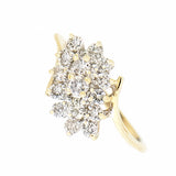 14K  Yellow Gold Ladies 0.80 ctw Diamond Waterfall Cluster Ring