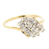 14K  Yellow Gold Ladies 0.80 ctw Diamond Waterfall Cluster Ring