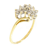 14K  Yellow Gold Ladies 0.80 ctw Diamond Waterfall Cluster Ring