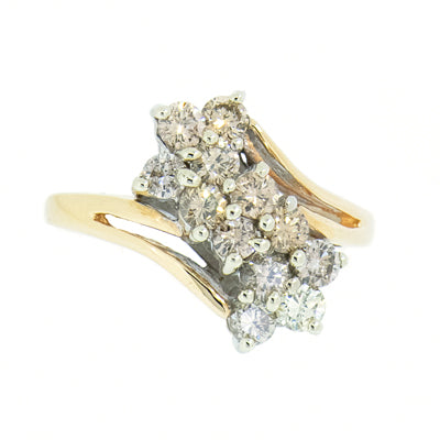 10K Gold 1.00 CTW Ladies Snowflake Diamond Cluster Ring