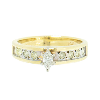 14K Gold 0.71 CTW Marquise Diamond Engagement Ring