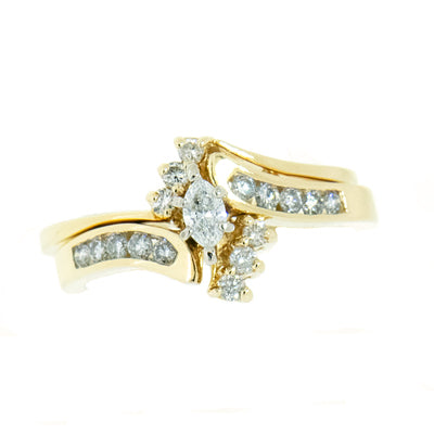 14K Gold 0.61 CTW Marquise Diamond Bridal Set