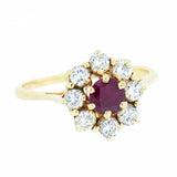 14K Yellow Gold with 0.68ct Ruby and Diamond Ladies Cocktail Ring.