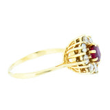 14K Yellow Gold with 0.68ct Ruby and Diamond Ladies Cocktail Ring.
