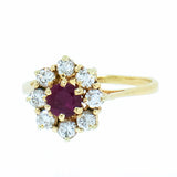 14K Yellow Gold with 0.68ct Ruby and Diamond Ladies Cocktail Ring.