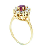 14K Yellow Gold with 0.68ct Ruby and Diamond Ladies Cocktail Ring.