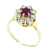 14K Yellow Gold with 0.68ct Ruby and Diamond Ladies Cocktail Ring.