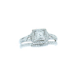 10K White Gold Diamond Wedding Set with approx. 0.75 ctw