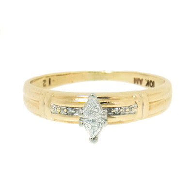 10K Gold 0.12 CTW Marquise Ladies Illusion Diamond Engagement Ring