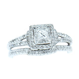 10K White Gold Diamond Wedding Set with approx. 0.75 ctw