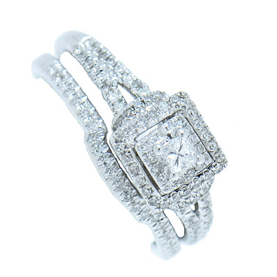 10K White Gold Diamond Wedding Set with approx. 0.75 ctw