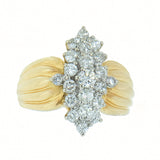 1.54 CTW Ladies 14K Yellow Gold Diamond Cluster / Cocktail Ring