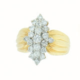 1.54 CTW Ladies 14K Yellow Gold Diamond Cluster / Cocktail Ring