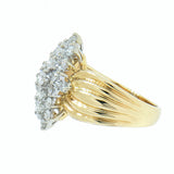 1.54 CTW Ladies 14K Yellow Gold Diamond Cluster / Cocktail Ring