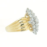 1.54 CTW Ladies 14K Yellow Gold Diamond Cluster / Cocktail Ring