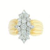 1.54 CTW Ladies 14K Yellow Gold Diamond Cluster / Cocktail Ring