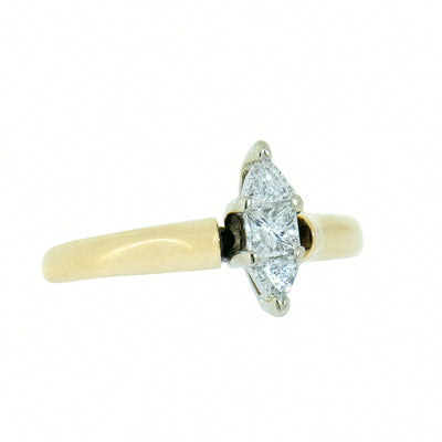 14K Gold 1.00 CTW Marquise Illusion 3 Diamond Engagement Ring