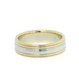 14K Two Tone Gold Wedding Band in 5.75mm Width