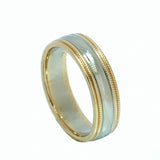 14K Two Tone Gold Wedding Band in 5.75mm Width