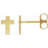 14K Gold 10x6mm Cross Earrings