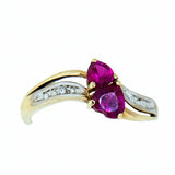 10K Yellow Gold with 1.20 ctw Ruby and 2 Accent Diamond Ladies Ring
