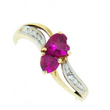 10K Yellow Gold with 1.20 ctw Ruby and 2 Accent Diamond Ladies Ring