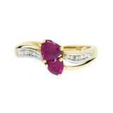 10K Yellow Gold with 1.20 ctw Ruby and 2 Accent Diamond Ladies Ring