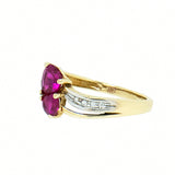 10K Yellow Gold with 1.20 ctw Ruby and 2 Accent Diamond Ladies Ring
