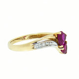 10K Yellow Gold with 1.20 ctw Ruby and 2 Accent Diamond Ladies Ring