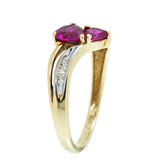 10K Yellow Gold with 1.20 ctw Ruby and 2 Accent Diamond Ladies Ring