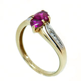 10K Yellow Gold with 1.20 ctw Ruby and 2 Accent Diamond Ladies Ring