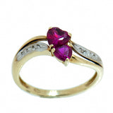 10K Yellow Gold with 1.20 ctw Ruby and 2 Accent Diamond Ladies Ring