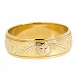 14K Heavy Gold Religious Cross Mens Wedding Band