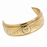 14K Heavy Gold Religious Cross Mens Wedding Band