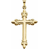 14K Fleur-de-lis Cross Pendant 35 x 23mm